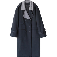 CHIC VEN Women Trench Solid Loose Contrast Double Collar Double Breasted Long Women's Windbreaker Coat Office Lady Spring 2022 6